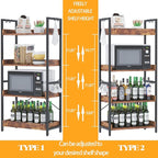 HCHQHS 4 Tier Bookshelf, Adjustable Industrial Bookcase, Vertical Tall Book - Image 4