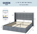Allewie Queen Size Lift Up Storage Bed, Modern Wingback Headboard, Hydraulic - Image 2