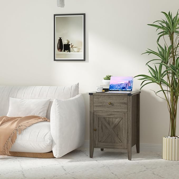 Betterhood Barnwood Rustic Farmhouse Nightstand, Side Table - Image 5