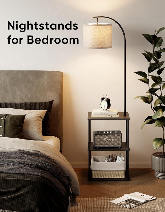 PARTPHONER Floor Lamp with Table, Night Stand with Lamp, Narrow Side Table with - Image 8