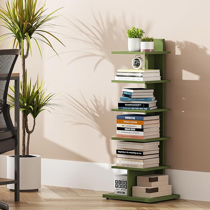 TUTOTAK Bookshelf, 6-Tier Bookcase, Narrow Spine Book Shelf - Image 3