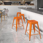Flash Furniture Kai Commercial Grade 24" High Backless Orange Metal - Image 2