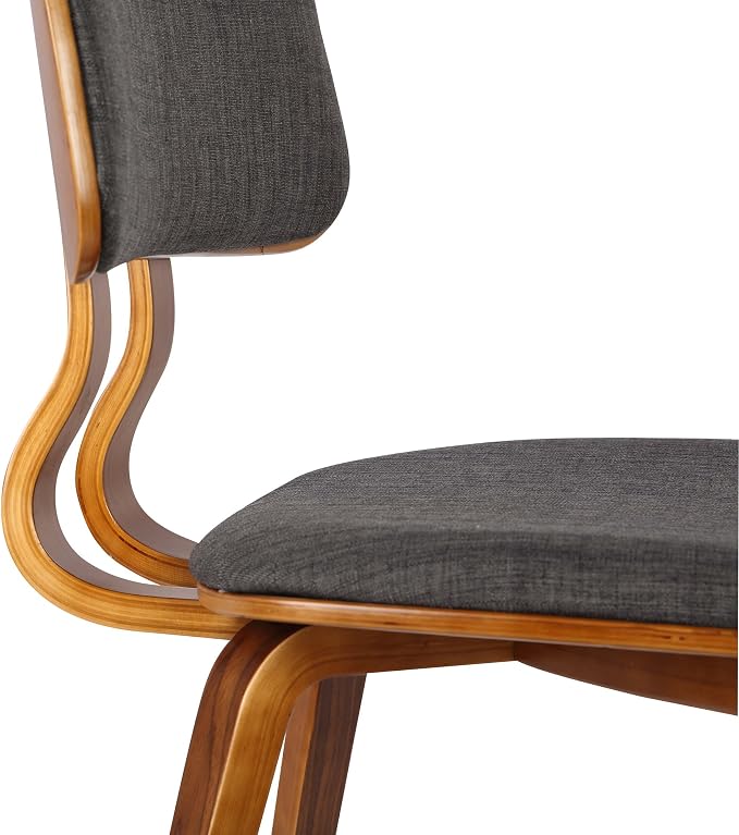 Armen Living Jaguar Mid-Century Dining Chair in Walnut Wood and Charcoal Fabric - Image 8