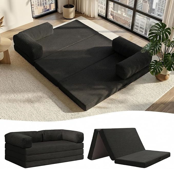 JUIKURY Foldable Convertible Sofa Bed, Tri-Fold Floor Couch Sleeper Sofa by Unknown