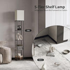 SUNMORY 5 Tier Floor Lamp with Shelves, Modern Square Standing Lamp with 3 - Image 4