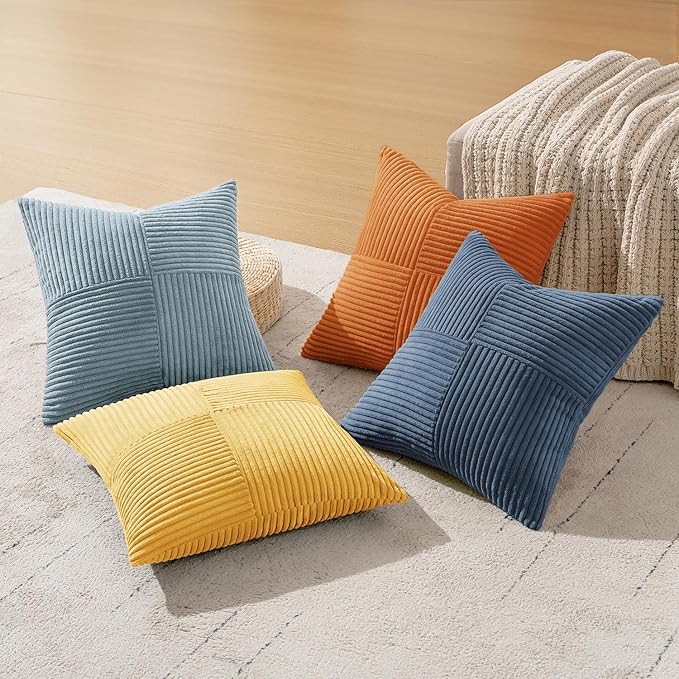 MIULEE Summer Yellow Blue Decorative Throw Pillow Covers 18x18 Inch Set of 4 - Image 5