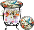 Cinnvoice Outdoor Side Table Round Small Mosaic Patio Accent Indoor End Plant by Cinnvoice