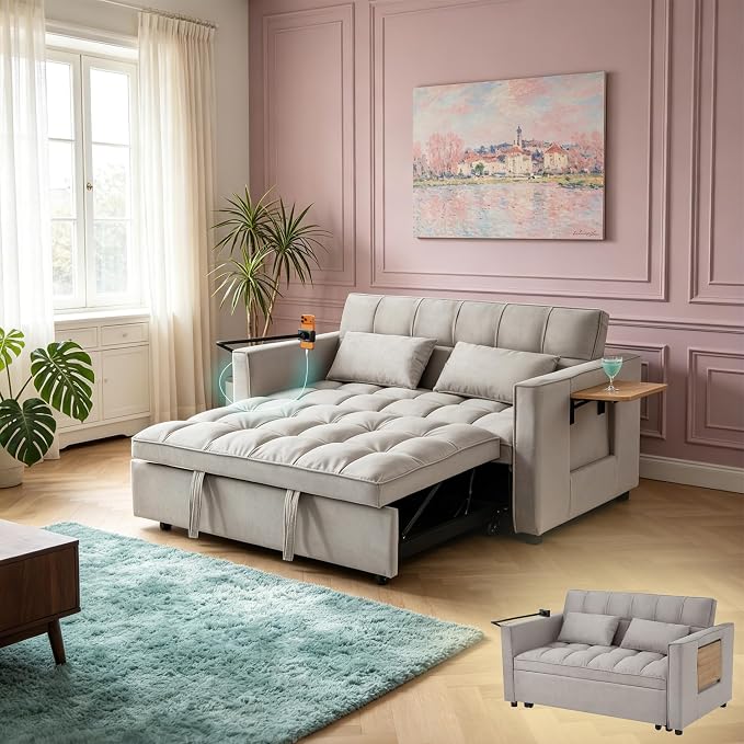 70” 3-in-1 Convertible Sofa Bed Couch - Image 2