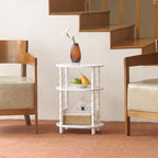 MaxSmeo White Side Table with Charging Station, 3-Tier Small Oval End Table - Image 2