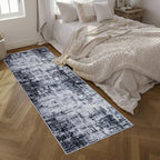3x10 Washable Runner Rug：Modern Abstract Soft Carpet Dark Black | - Image 2