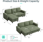 LINSY HOME Sectional Sleeper Sofa Pull Out Couches - Image 2