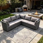 TWT Dark Gray 5-Piece Modular Outdoor Sofa, 5-Seater Free Combination Sectional - Image 6