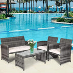 Tangkula 4 PCS Wicker Patio Conversation Set, Outdoor Rattan Sofas - Image 8