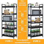 HCHQHS 5 Tier Bookshelf, Adjustable Industrial Bookcase, Vertical Tall Book - Image 4