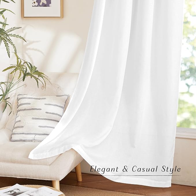 NICETOWN White Linen Curtains 102 inches Long - Image 5