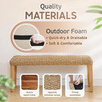 Outdoor Backless Bench, All-Weather Wicker & Solid Acacia Wood, Premium Garden - Image 5