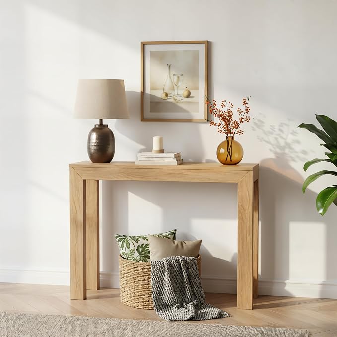 Plank+Beam Modern Solid Wood Console Table, 46 Inch, Sofa Table, Narrow by PlankBeam