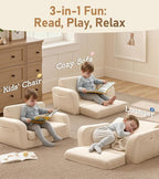 3-in-1 Extra Wide Convertible Kids Couch, Flip Open Toddler Couch to Lounger - Image 3