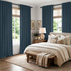 MIULEE 100% Blackout Linen Curtains 42 x 72 Inch Navy Blue 2 Panels | Thermal - Image 8