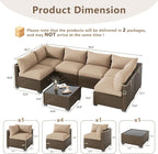 LOUVIXA 7 Piece Outdoor Patio Furniture Set, Outdoor Sectional Sofa, Wicker - Image 2