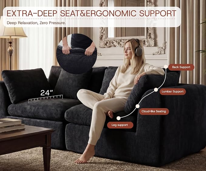 GRUSIGN 79'' Oversized Cloud Sectional Boneles Loveseat - Image 5