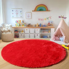 Red Round Area Rug 4ft, Soft Bedroom Circle Rugs Floor Mat - Image 6