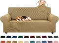 Stretch Loveseat Couch Cover, 2 Cushion Couch Slipcover, Tan | 1-Piece Washable by KEKUOU