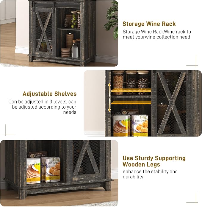 31.5" Wide Farmhouse Coffee Bar Cabinet - Image 8