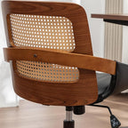Home Office Desk Chair with Ergonomic Rattan Backrest, Walnut Crafts, Curved - Image 7