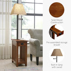 Leick Home Mission End Table, Solid Wood, Built-In-Lamp, 1 Drawer, Bottom - Image 7