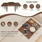 GEHE Bamboo Sofa Arm Tray, Foldable Couch Arm Tray Side Table, Anti-Falling - Image 2