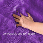 Latepis Alfombras para Salas 5x8 Area Rug Purple Fluffy Washable Shag Faux Fur - Image 4