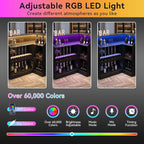 L Shaped Bar Table with LED Light, 4-Tier Corner Wine Bar Cabinet with Stemware - Image 5