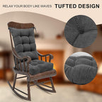 Lokex Rocking Chair Cushion Only, Tufted Non-Slip Comfortable Rocking Chair - Image 3