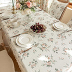 VClife Shabby Chic Pink White Floral Printed Tablecloth - Image 4
