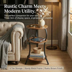 Small Round Side Table with Charging Station, 3-Tier Waist Circular End Table - Image 8