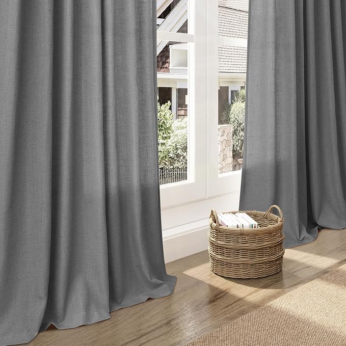 Extra Long Dark Grey Linen Curtains 120 Inches - Image 6