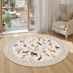 Beige 4Ft Round Area Rug for Living Room Bedroom | Stain Resistant; Non Slip; - Image 3