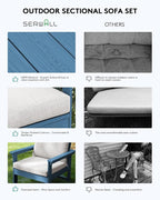 SERWALL HDPE Patio Furniture Set, 7-piece Outdoor Sectional Sofa Set, All - Image 6