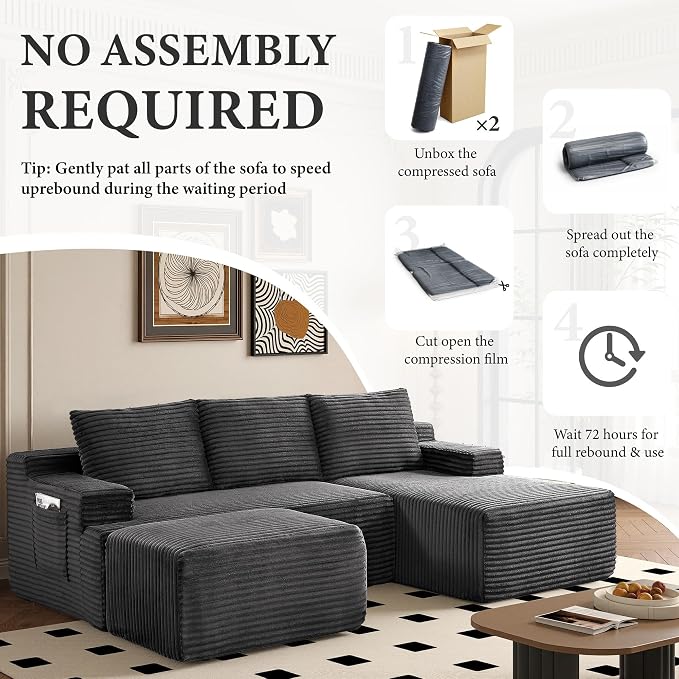 96" Sectional Couches for Living Room Cloud Couch Sofa - Image 6