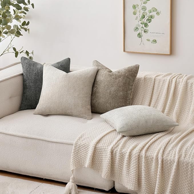 MIULEE Decorative Couch Throw Pillow Covers 20x20 Inch Grey-White 2 Pack | - Image 3