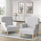 HUIMO Linen Fabric Accent Chairs Set of 2, Mid-Century Modern Armchair - Image 3