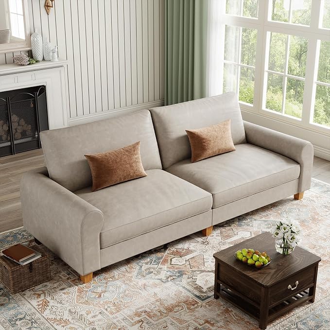 EASE MOOSE 88.5" Large Seat Faux Leather Loveseat Sofa, Waterproof and by EASEMOOSE