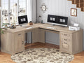 SEDETA Farmhouse 69" Executive L Shaped Desk, Corner Computer Desk by SEDETA