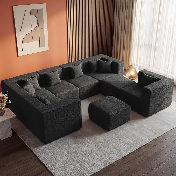 MONVANE Modular Sectional Sofa, Oversized 8 Seat Convertible U Shaped Couch - Image 2