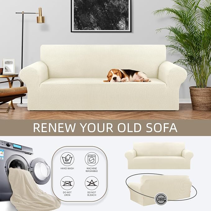 Stretch Couch Covers for Sofa, 3 Cushion Couch Slipcover, Elastic Bottom for - Image 3