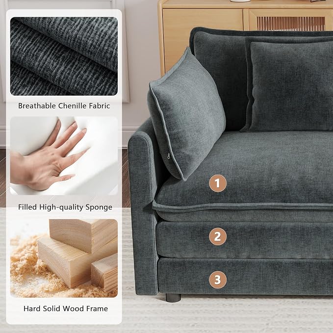 mikibama Modular Sectional Sofa, 146.5 Inch L Shaped Couch Set - Image 5