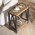 ChooChoo Farmhouse End Table Set of 2, Rustic Vintage Narrow End Side Table - Image 4