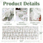 jinchan Ruffled Floral Valance Linen Shabby Chic Small Window Curtain 18 Inch - Image 5
