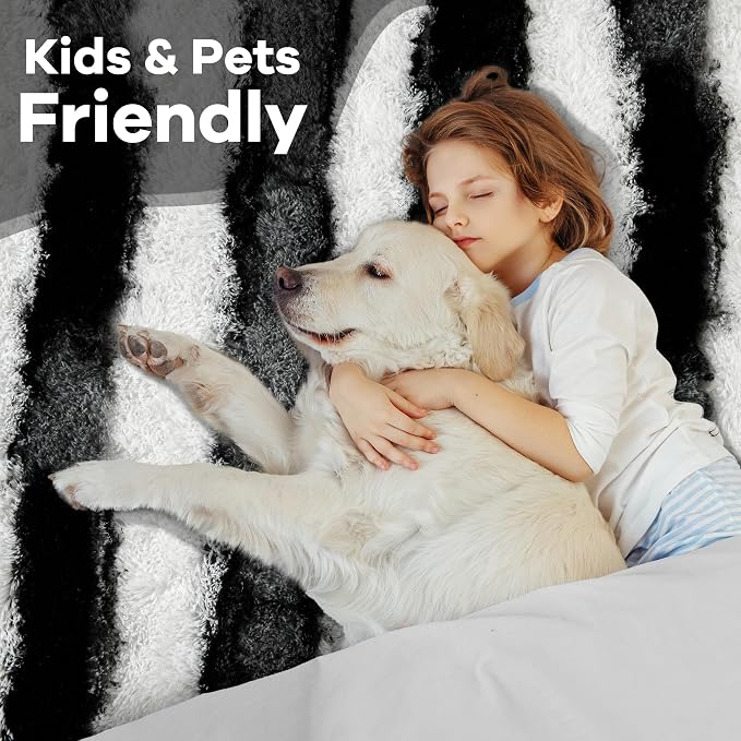 6x9 Large Black and White Fluffy Area Rug Non-Slip - Image 6